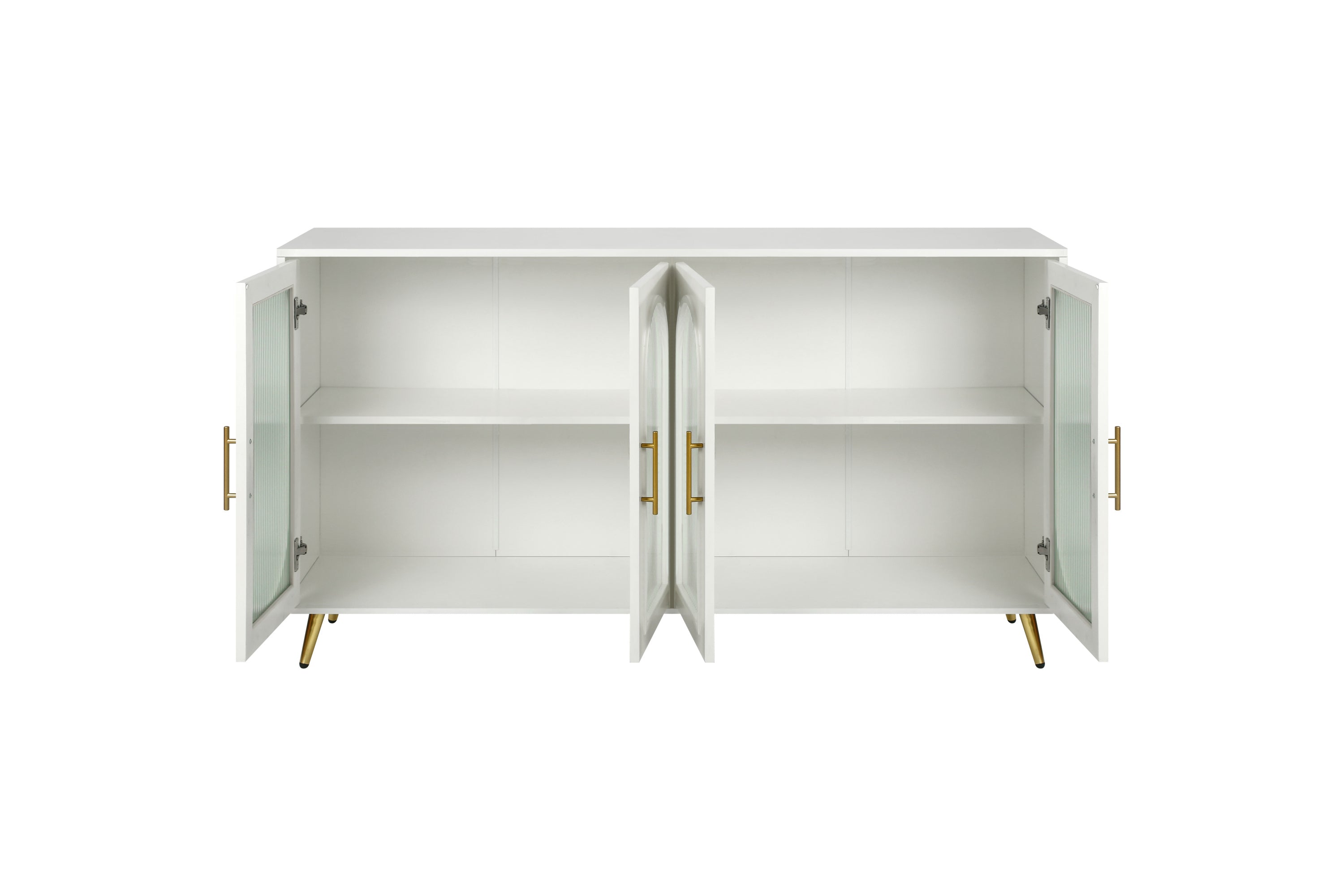 TV stand storage cabinet antique white MDF glass construction
