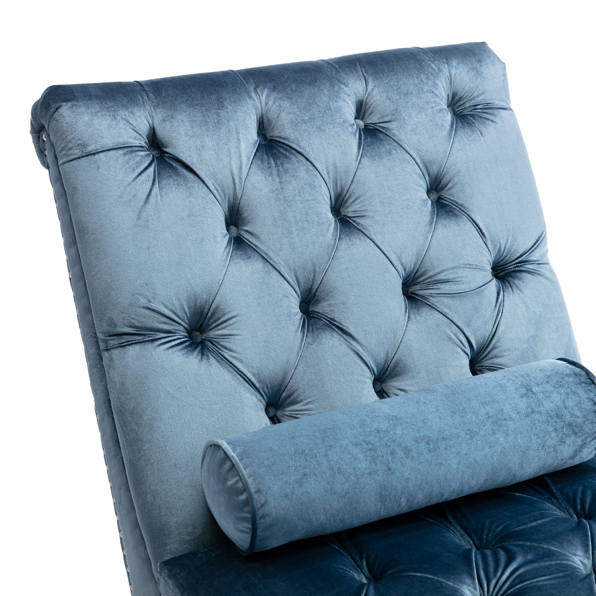 Velvet chaise lounge with acrylic feet