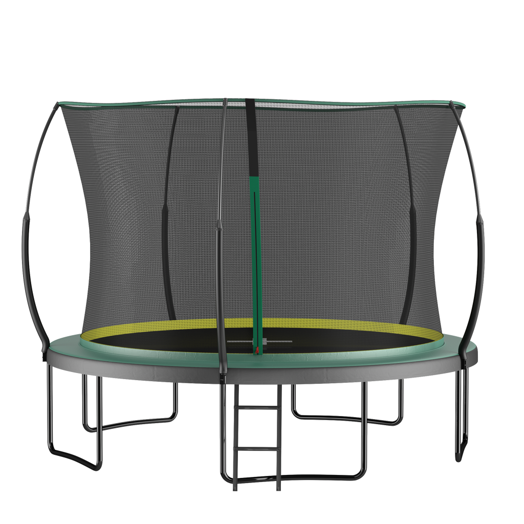 Dark green outdoor springfree trampoline bungee bounce system — angle view