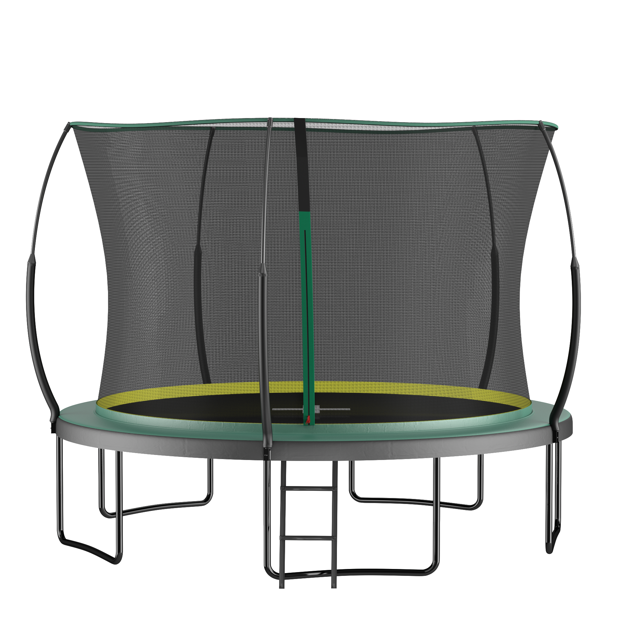 Dark green outdoor springfree trampoline bungee bounce system — angle view