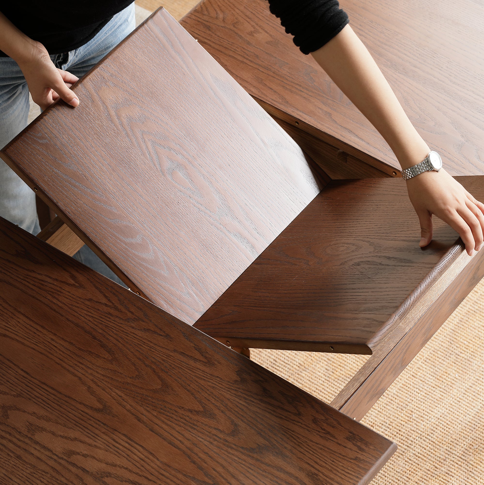 Diagonal leg profile and mortise-and-tenon joinery detail