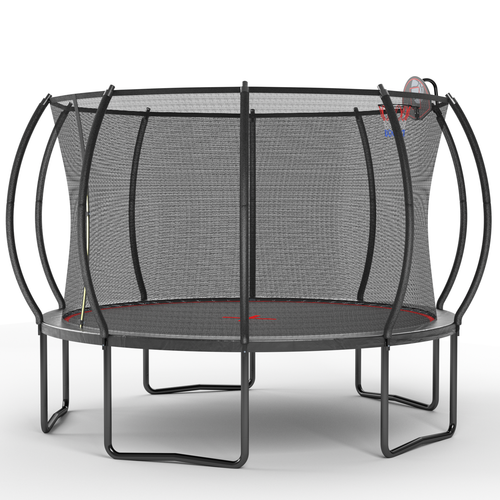Outdoor pumpkin trampoline safety enclosure net — angle view