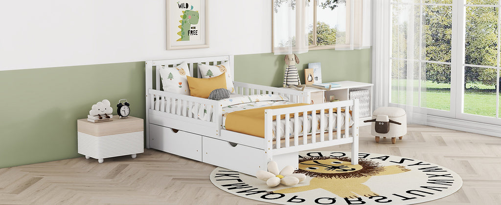 White wood platform bed product photo