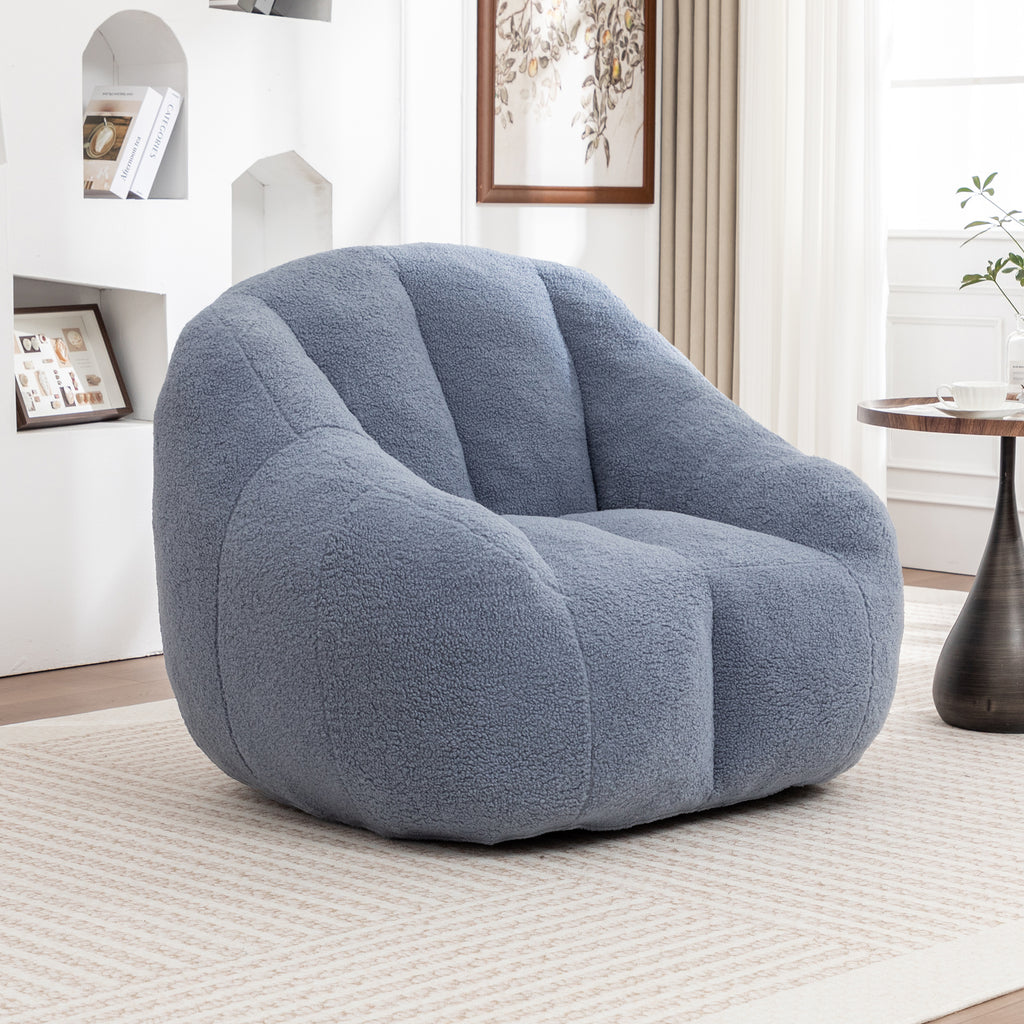 37-inch light blue bean bag chair — angle view