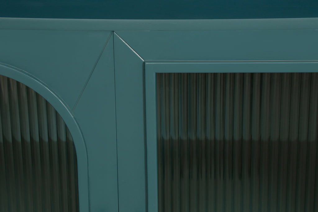 TV stand storage cabinet navy blue MDF glass construction