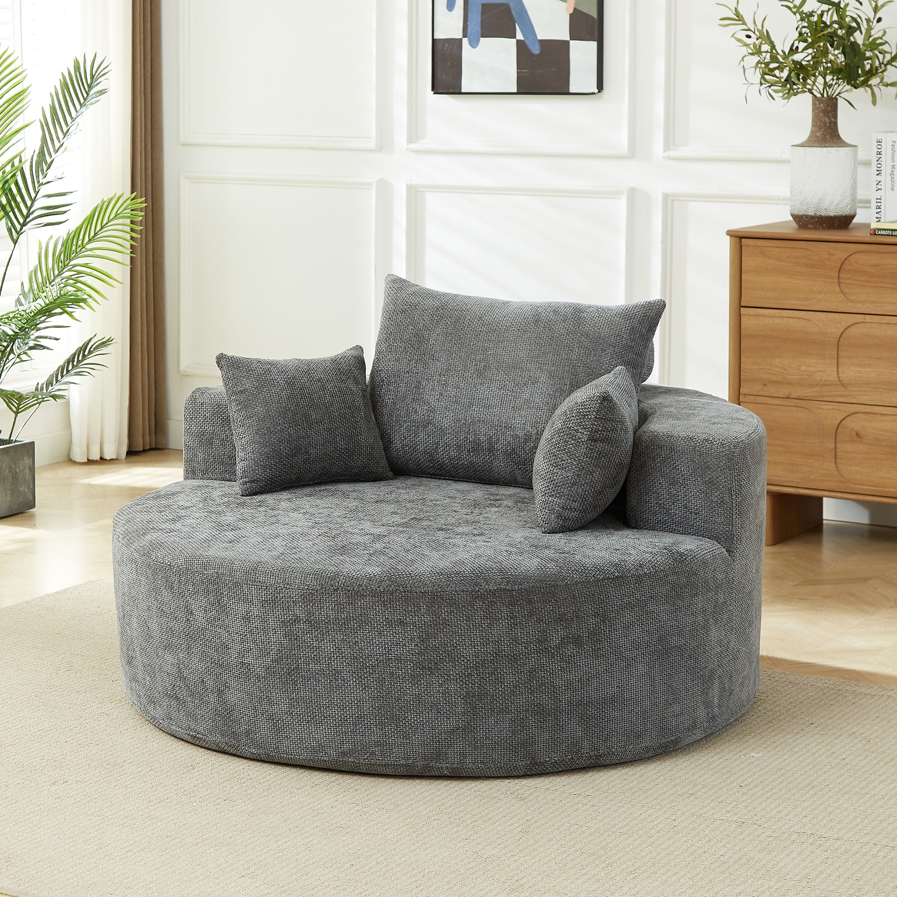 Chenille Fluffy Single Seat Chair — No Assembly