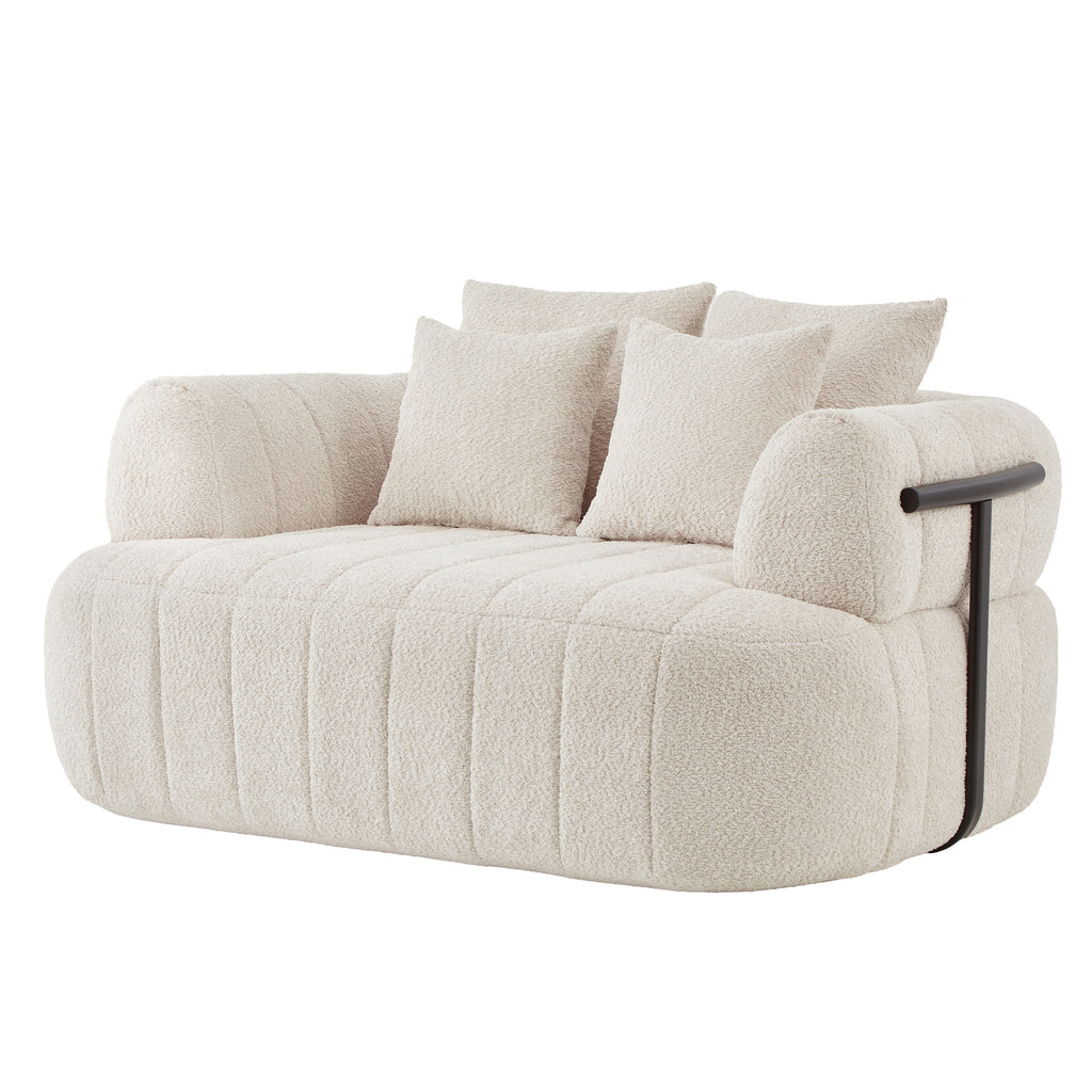 Compressed foam boneless chaise beige boucle unboxing