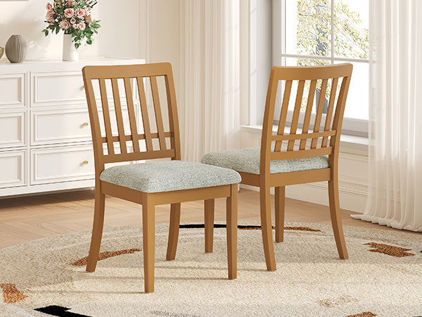 2-Piece Modern Scandinavian Dining Chairs, Curved Wood Backrest with Gray Fabric Seat, Finish for Dining Room and Apartment, Easy to Assembly -BLACK