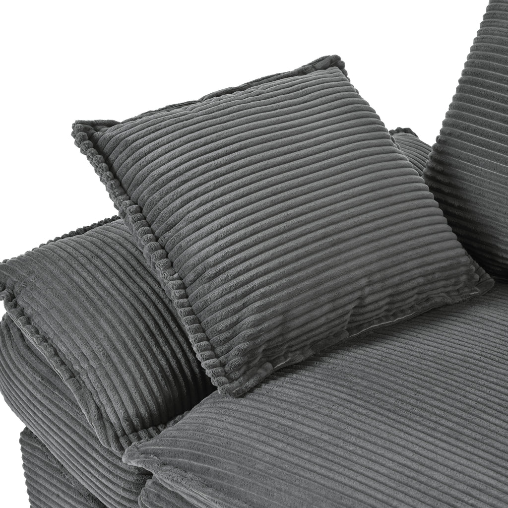 Curved sofa three-quarter view