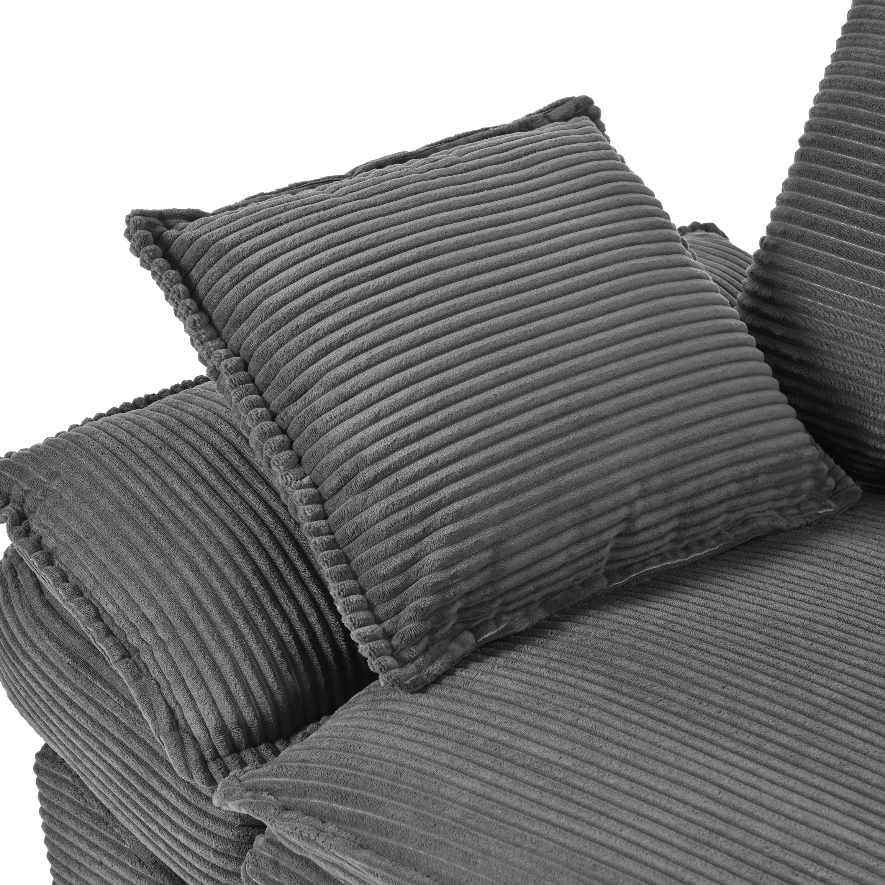 Curved sofa three-quarter view