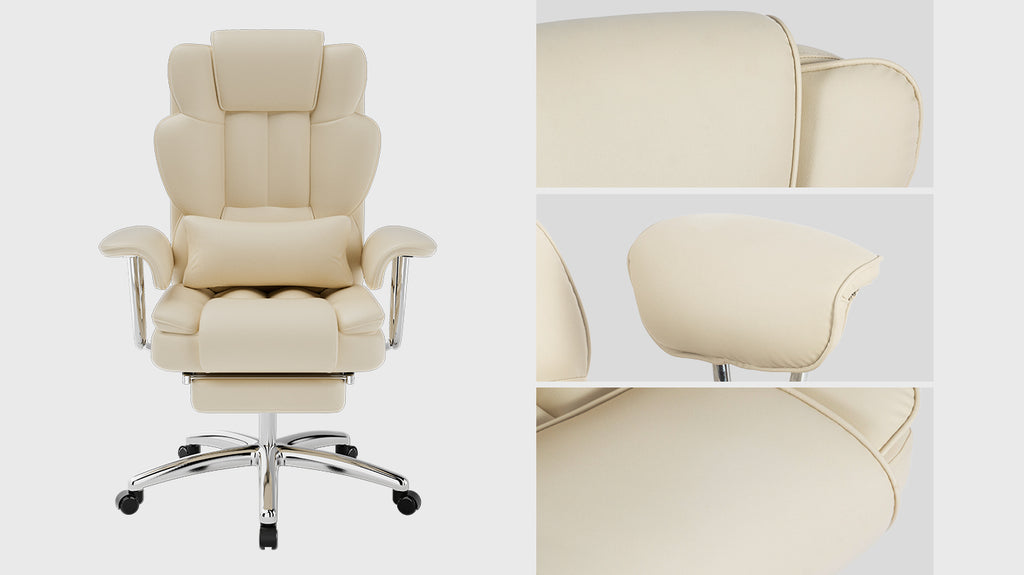 Office chair padded linkage armrest close-up