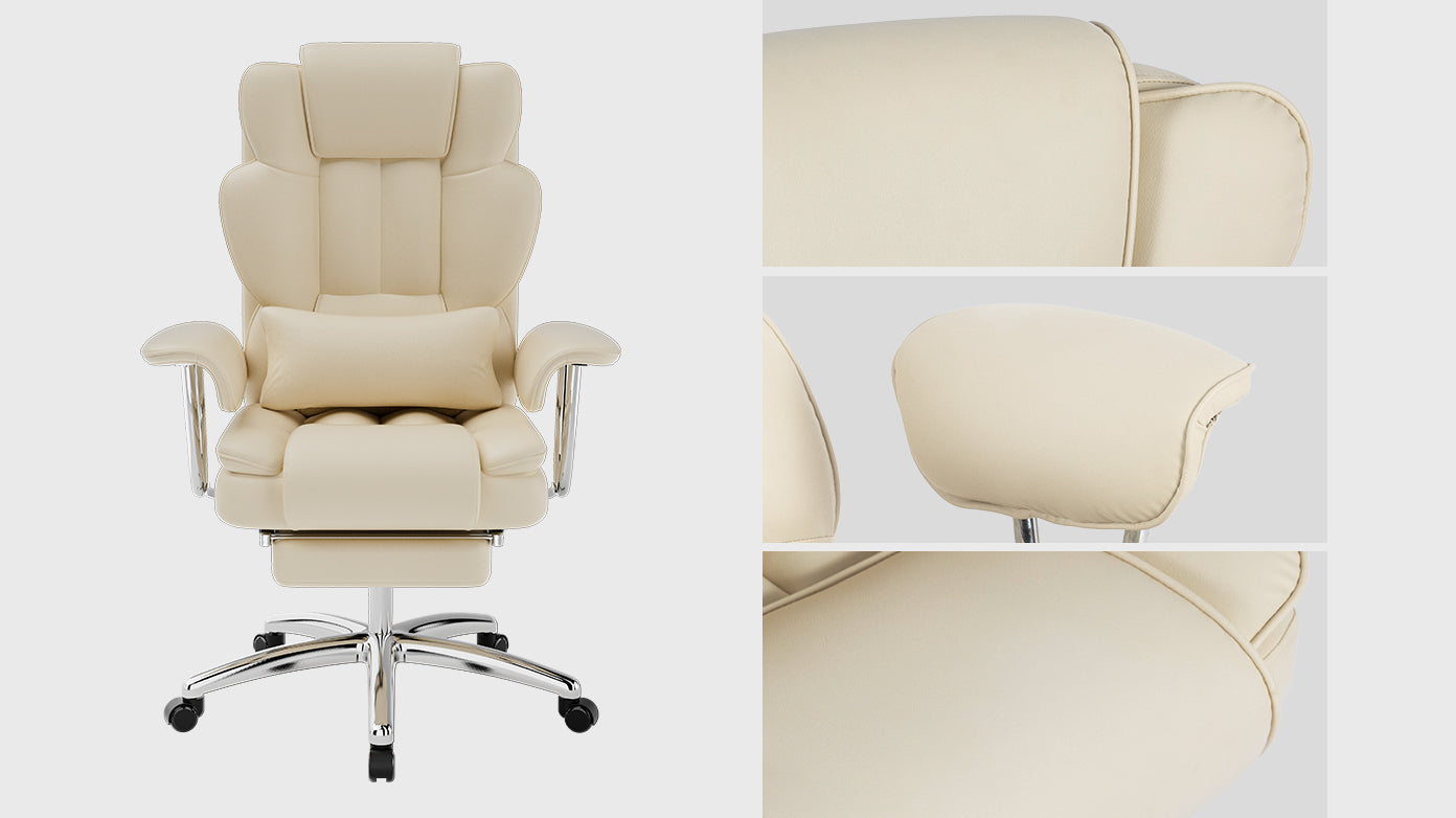 Office chair padded linkage armrest close-up