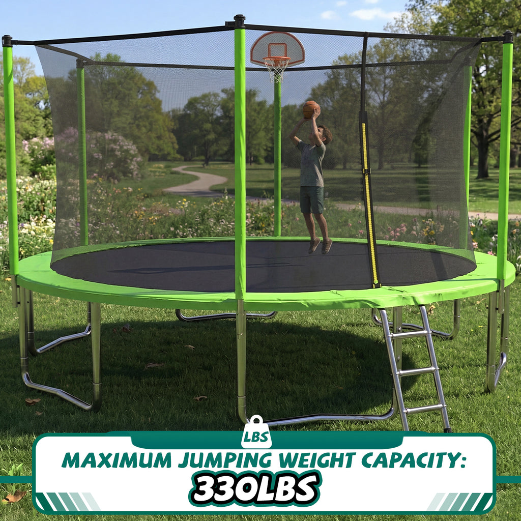 Kids trampoline PE safety net and foam pole padding detail