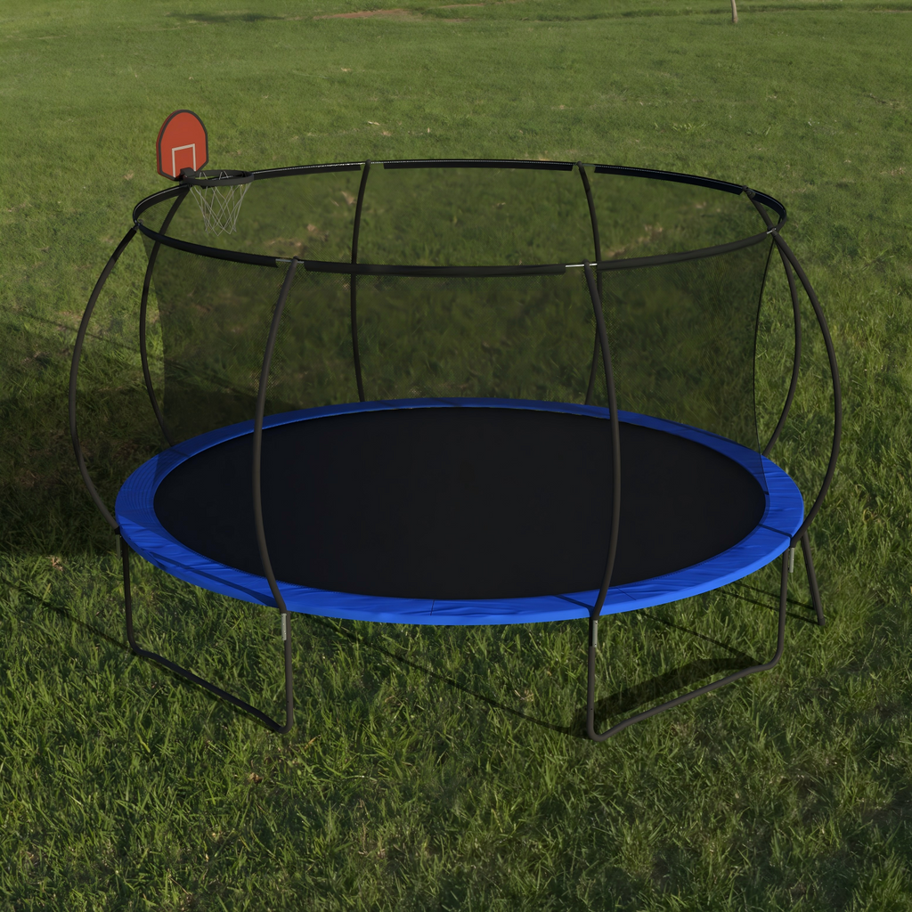 Outdoor trampoline safety enclosure net detail