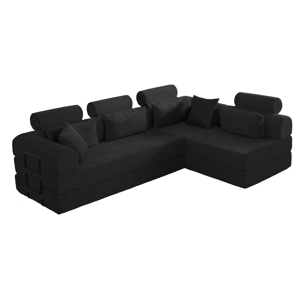 Sectional sofa bed conversion detail