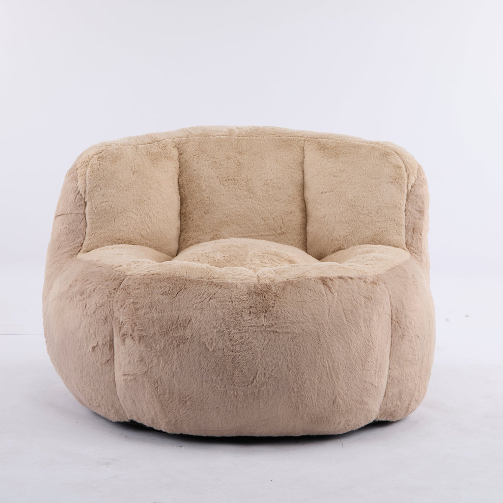 Oversized Bean Bag Chairs,Multicolor Faux Fur Couch Filled with Shredded Sponge,Large Lounger Sofa For Living Room,No Assembly Required , Pink+White+Purple
