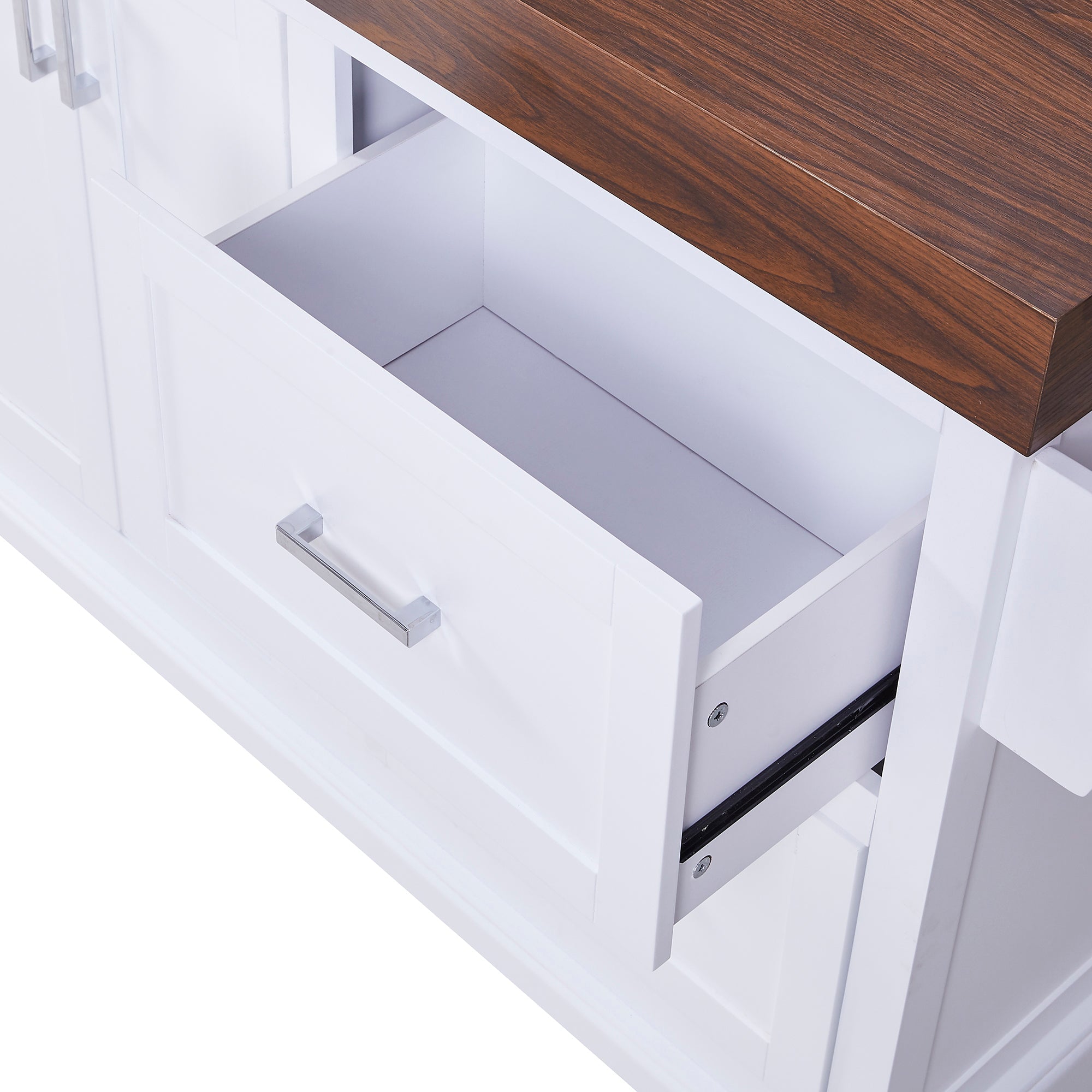 K&K 53' Large Kitchen Island with 3.5' Thick Desktop, Spice and Towel Racks, Rolling Kitchen Island with Storage on 5 Wheels, 2 Extra-large Drawers, for Home, Kitchen, Dining Room, Black