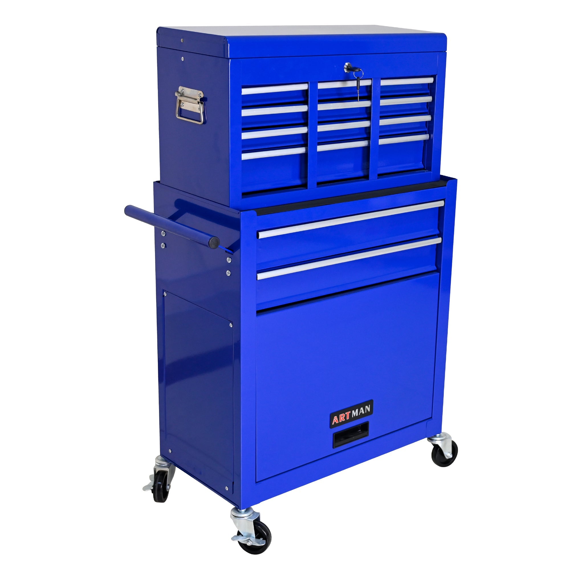 8-Drawer Rolling Tool Chest with Lock — Metal Tool Storage Cabinet