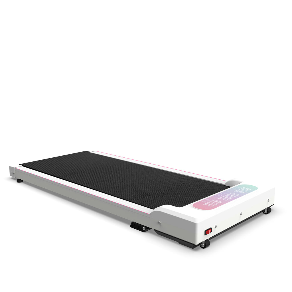 Portable white treadmill lightweight build side profile