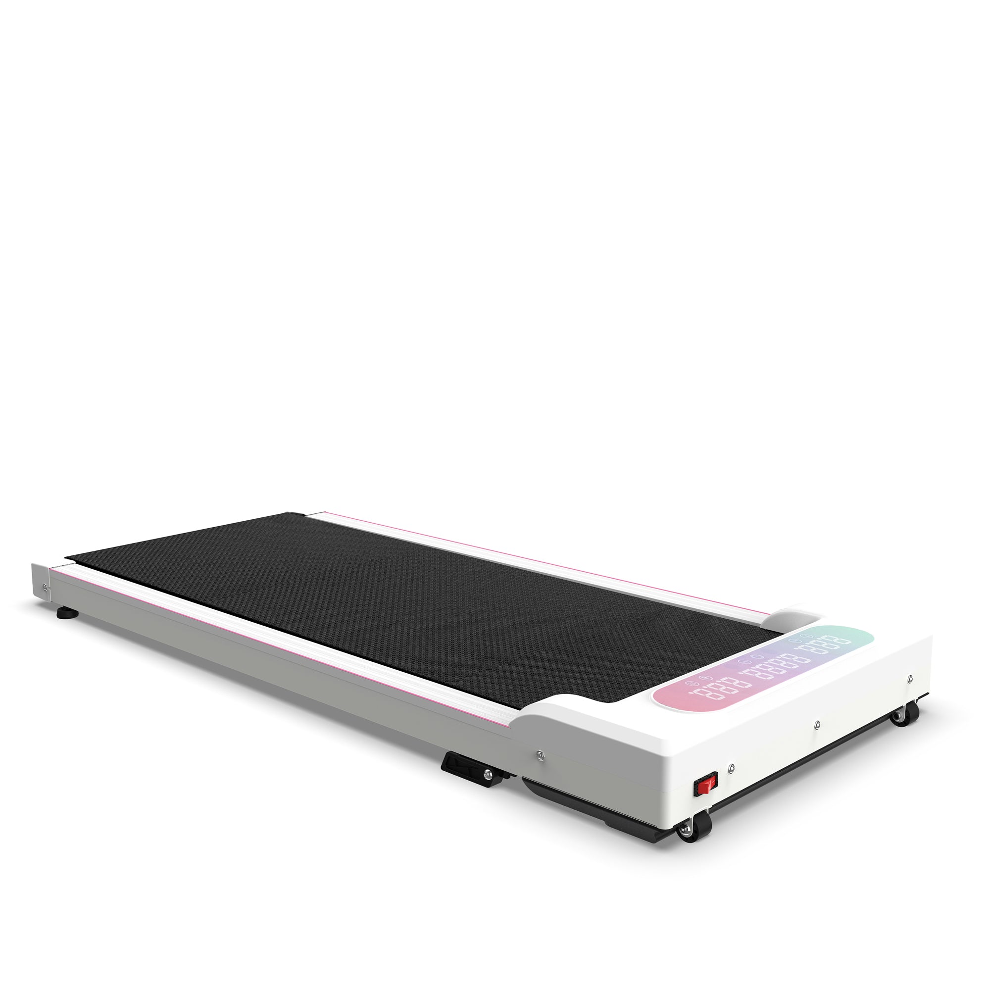 Portable white treadmill lightweight build side profile