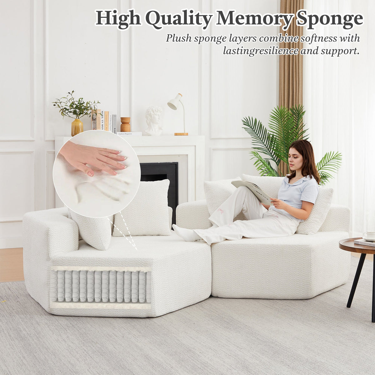 54-inch Modern-style hexagonal single lounge chair, featuring versatile arrangements and a modular design; this chenille-upholstered sofa is ideal for lounges, game rooms, living rooms, and bedrooms.