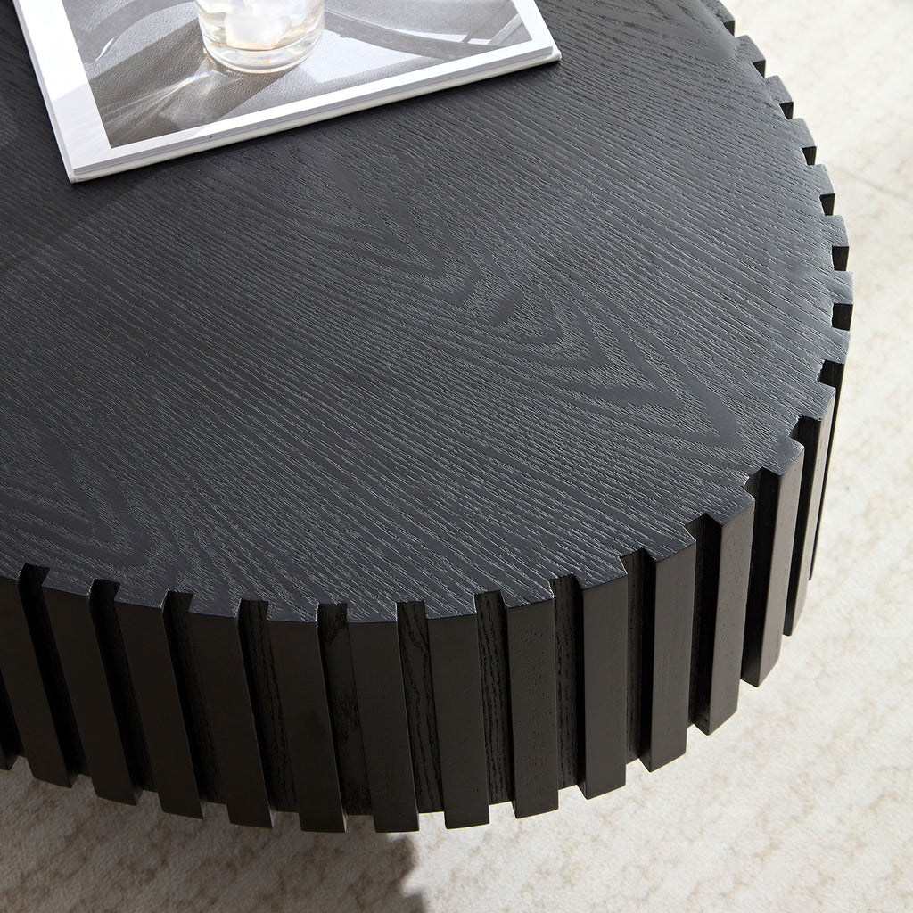 Compact oval coffee table side profile