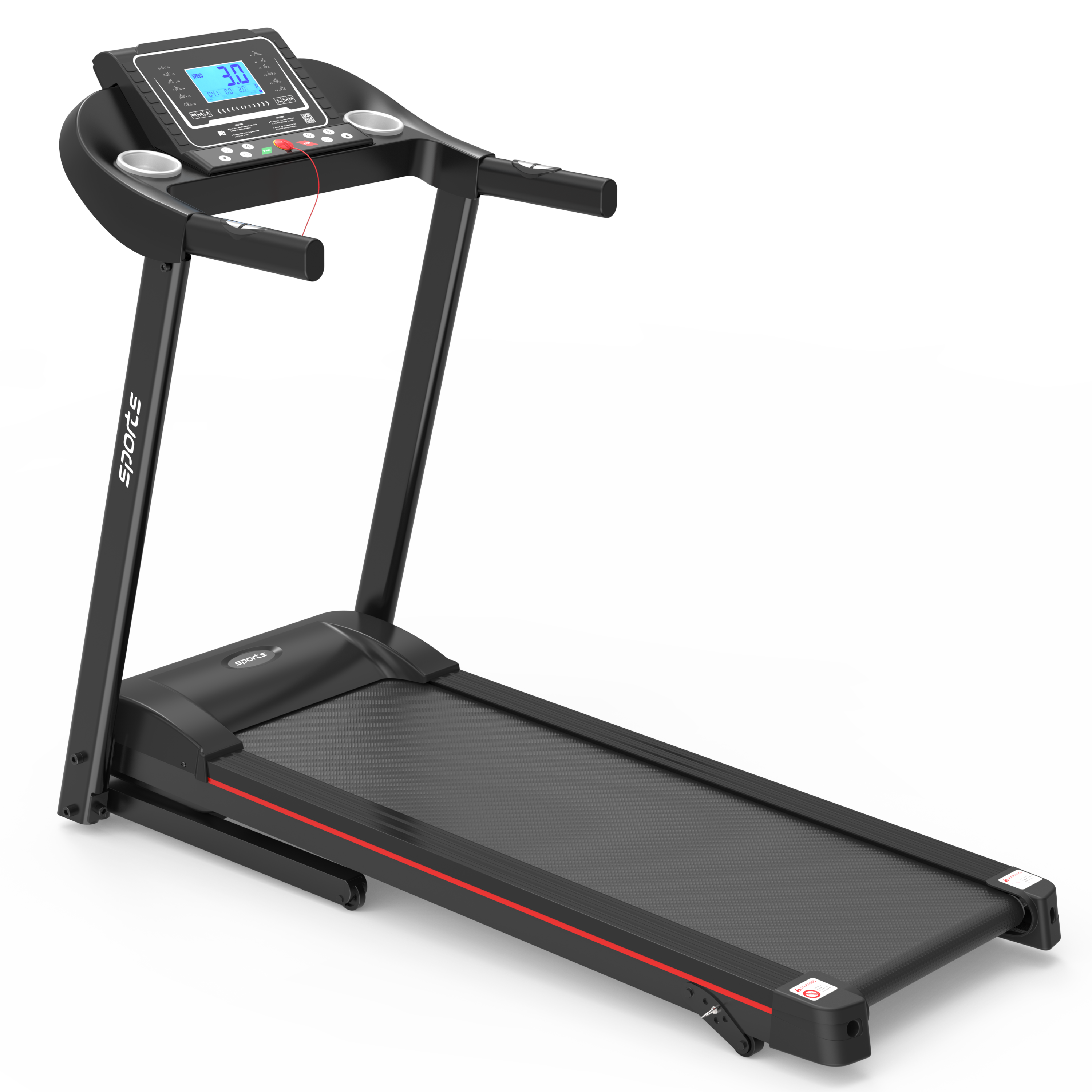 Black home treadmill handheld heart rate monitor feature