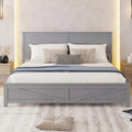 Farmhouse Style King Size Bed with Barn Door Designed Headboard and Footboard, Pinewood Bed with Strengthened Bed Frame,Grey