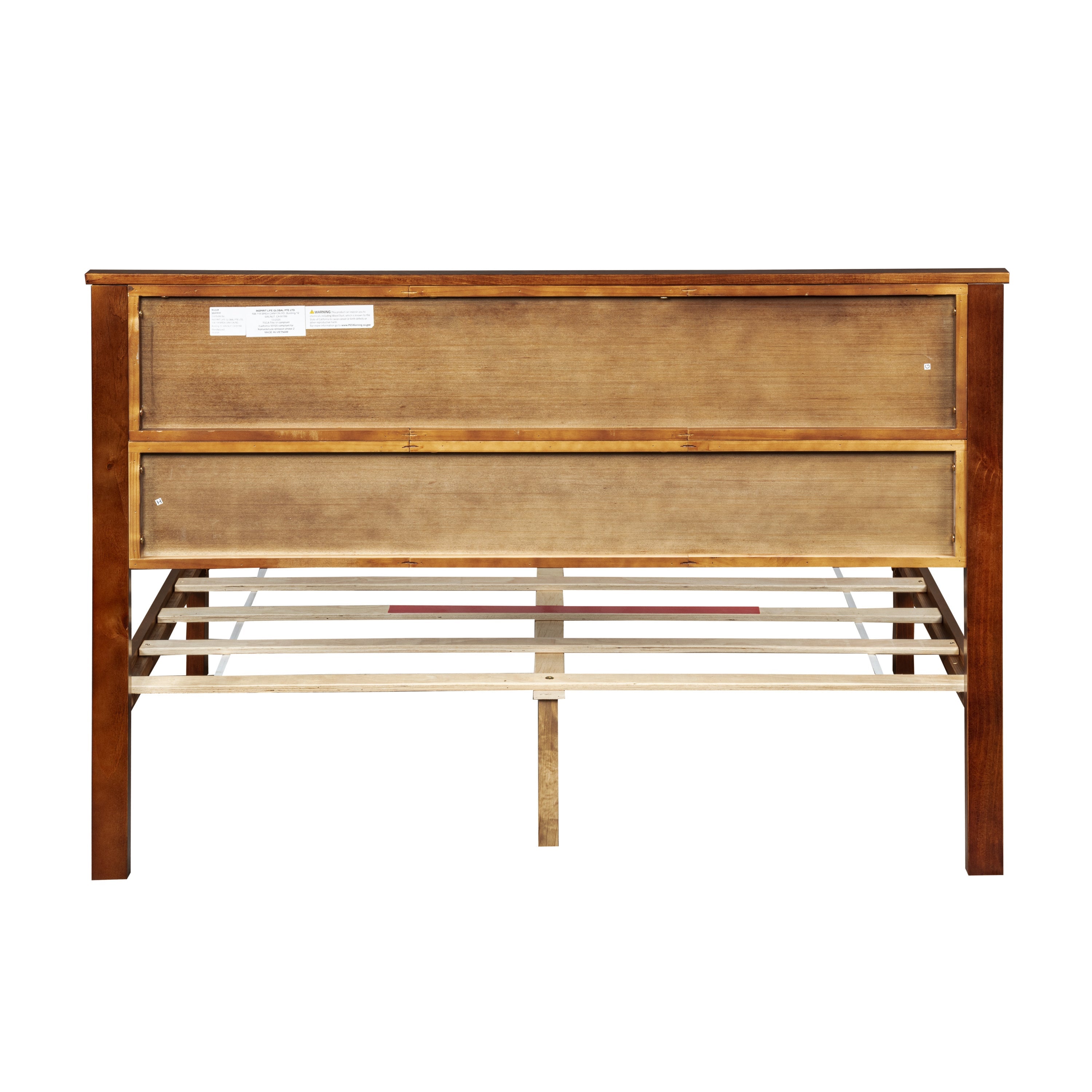 Farmhouse Style Queen Size Bed with Barn Door Designed Headboard and Footboard, Pinewood Bed with Strengthened Bed Frame ,White