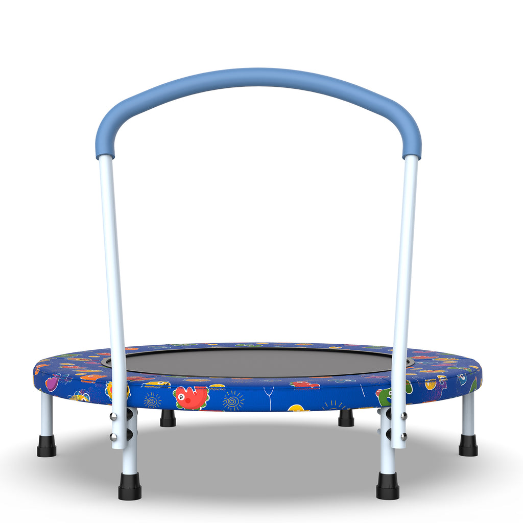 36-inch toddler trampoline handle bar anti-rollover close-up