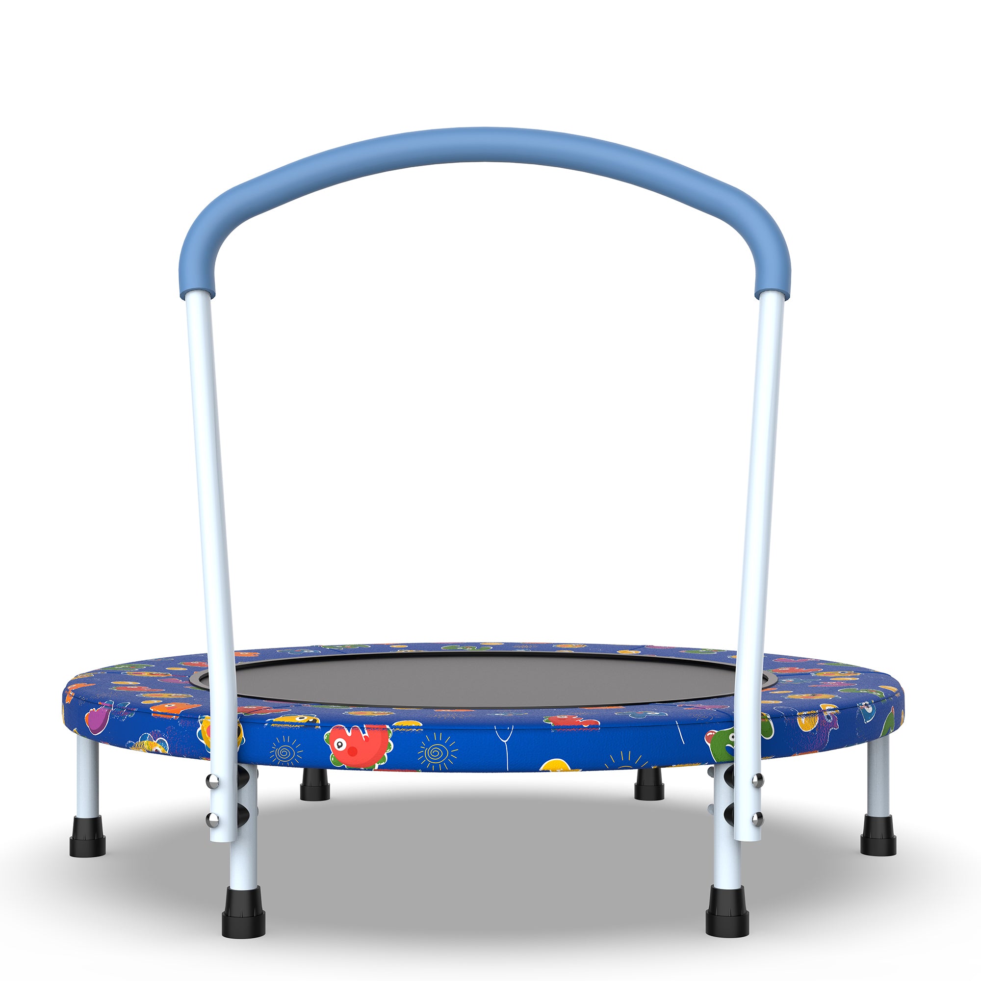 36-inch toddler trampoline handle bar anti-rollover close-up