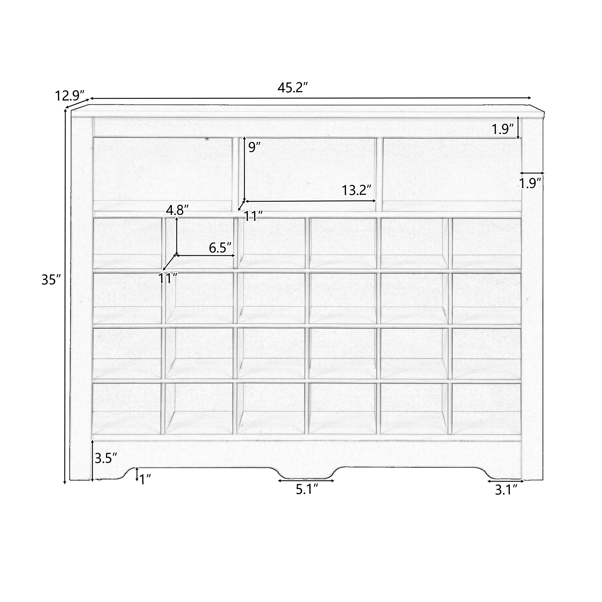 Modern shoe storage console sideboard top surface
