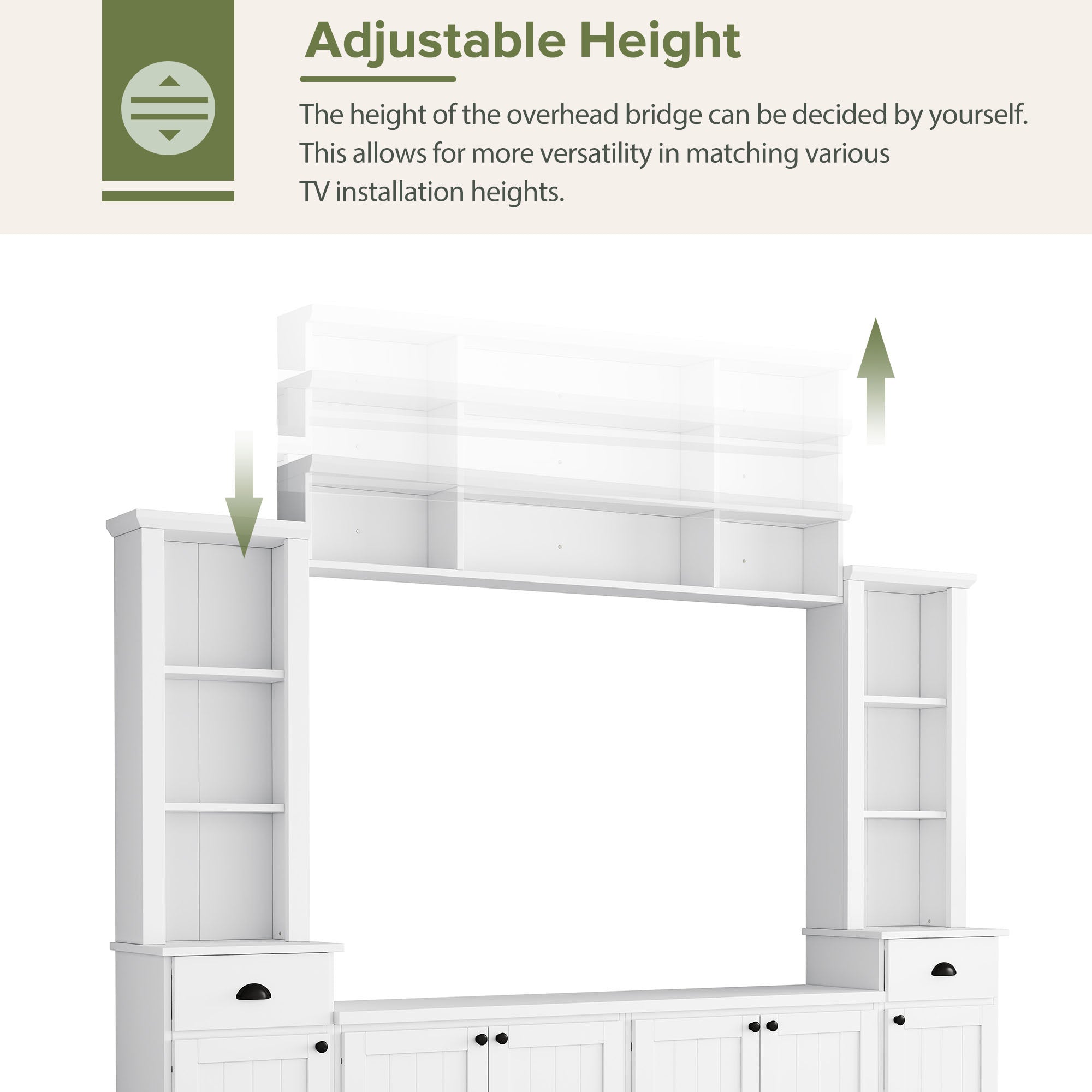 103" Entertainment Center Wall Unit with Bridge — for TVs Up to 75"