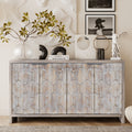 Natural wood wash farmhouse sideboard four doors — front view