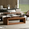 Walnut wood veneer lift-top coffee table 43 inch — front view