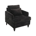 Black chenille tufted club chair — front view