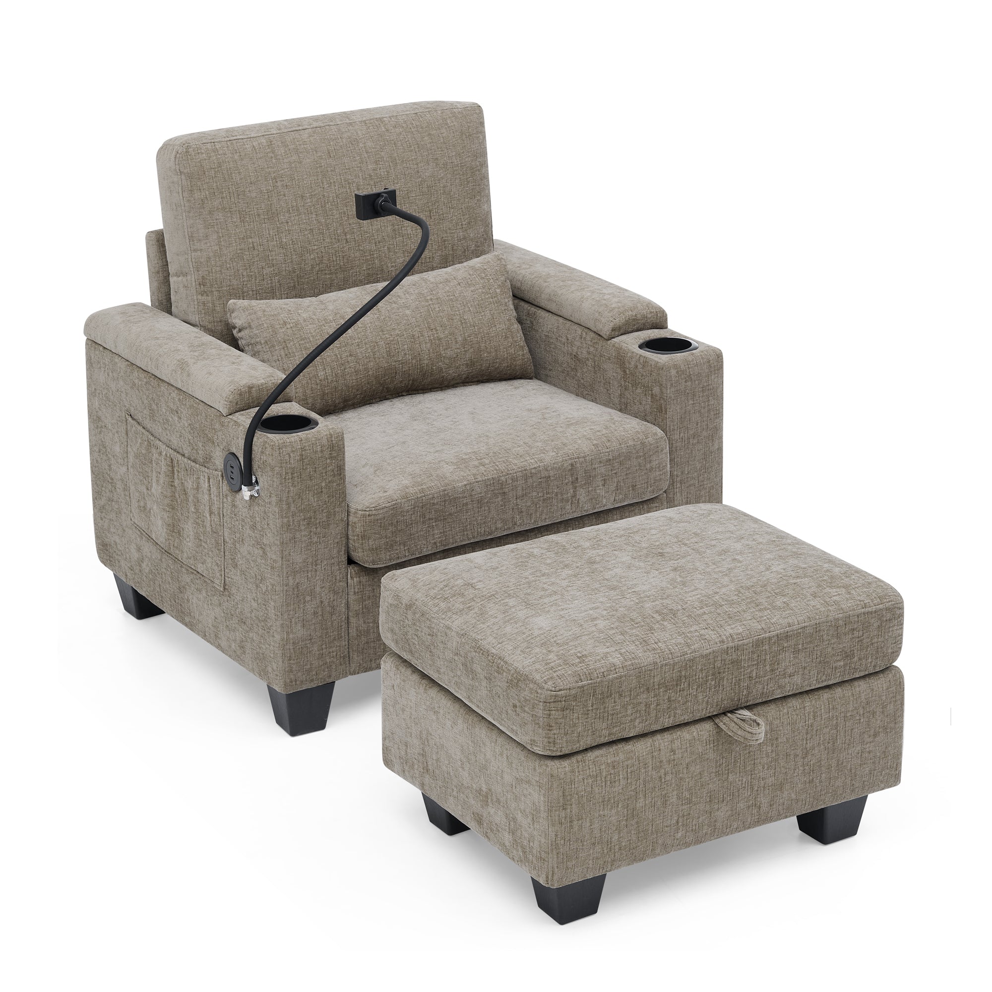 Brown chenille recliner chair product photo