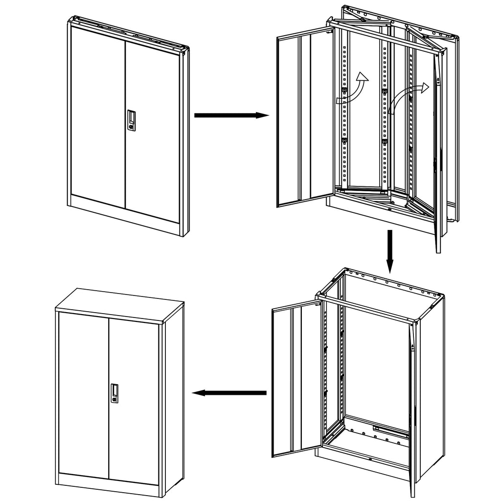 Folding filing cabinet steel construction side profile
