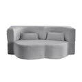 Modern Floor Sofa with 2 Pillows, Convertible Plush Corduroy Foam-Filled Sleeper Sofa Bed,15 ' Full Size Folding Mattress for Living Room, Guest Bed, no assembly required, Light Grey