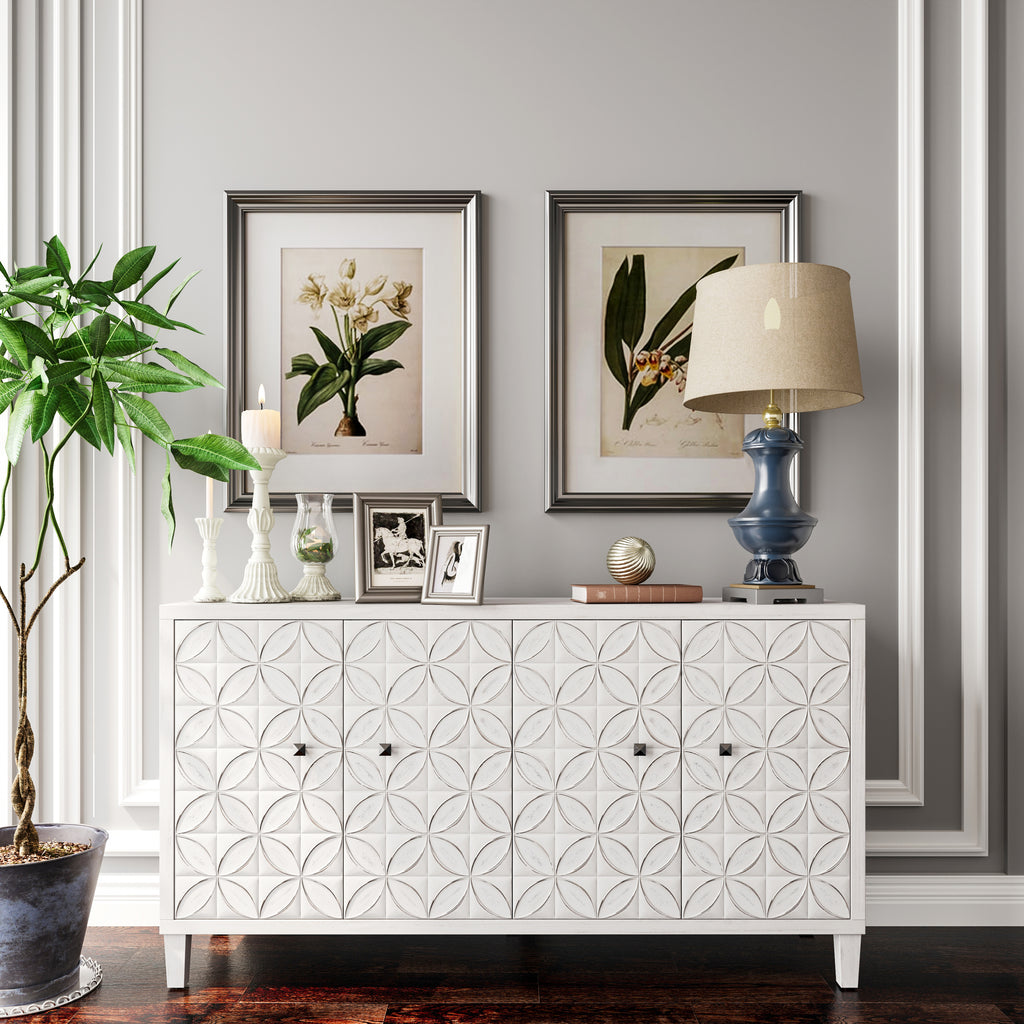 Four-door sideboard interior adjustable shelves