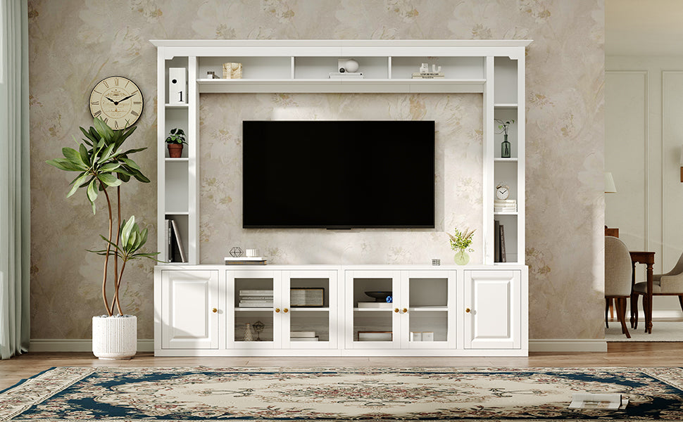 92" Entertainment Center Wall Unit with Glass Doors — for TVs Up to 80"