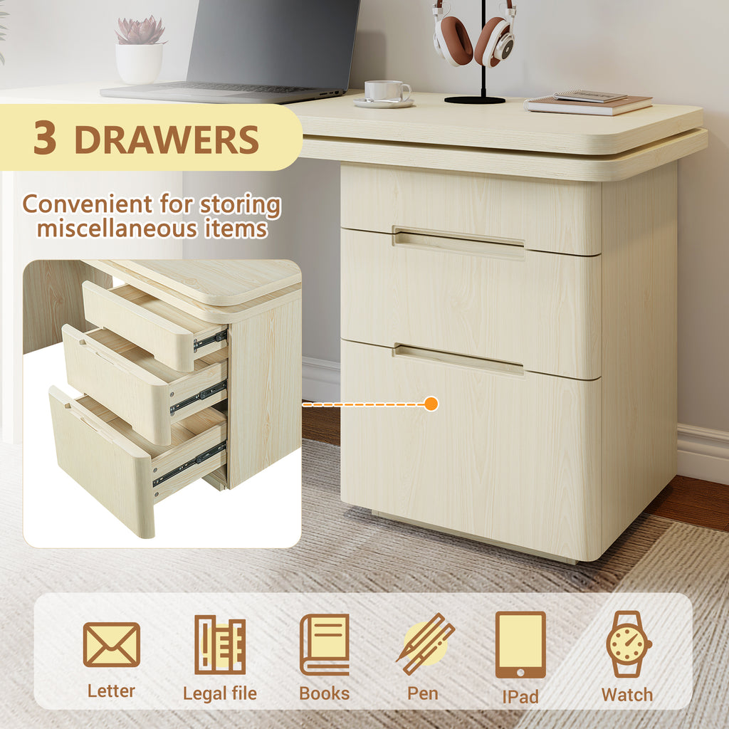 Natural wood finish executive desk desktop surface detail