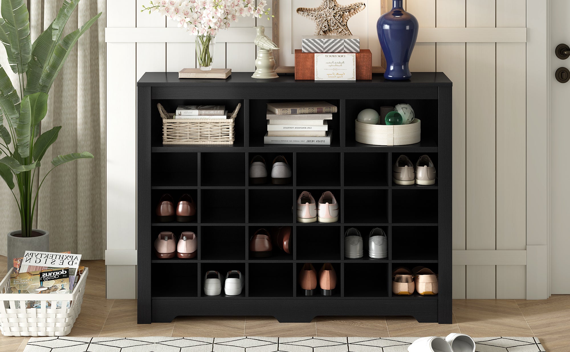 Black modern shoe cabinet product photo
