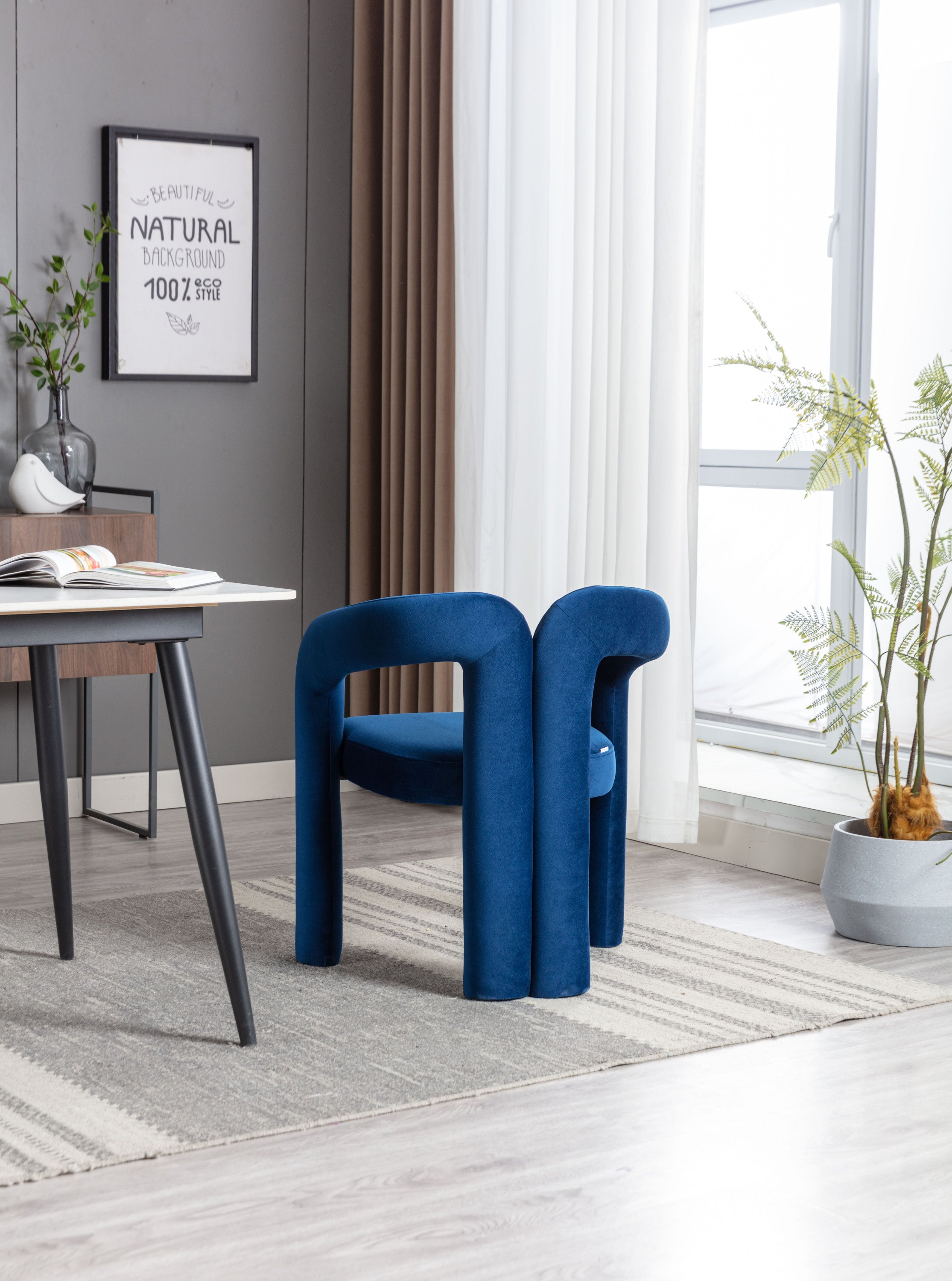 Velvet Barrel Accent Chair Set of 2 — Wood Legs