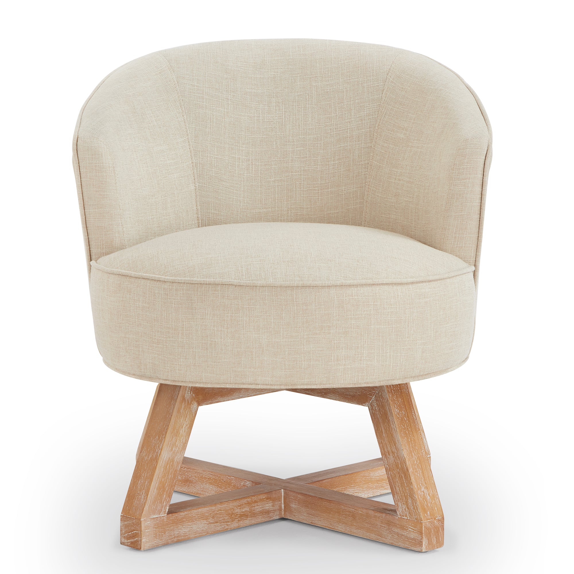 360 degree swivel lounge chair with cross wood base