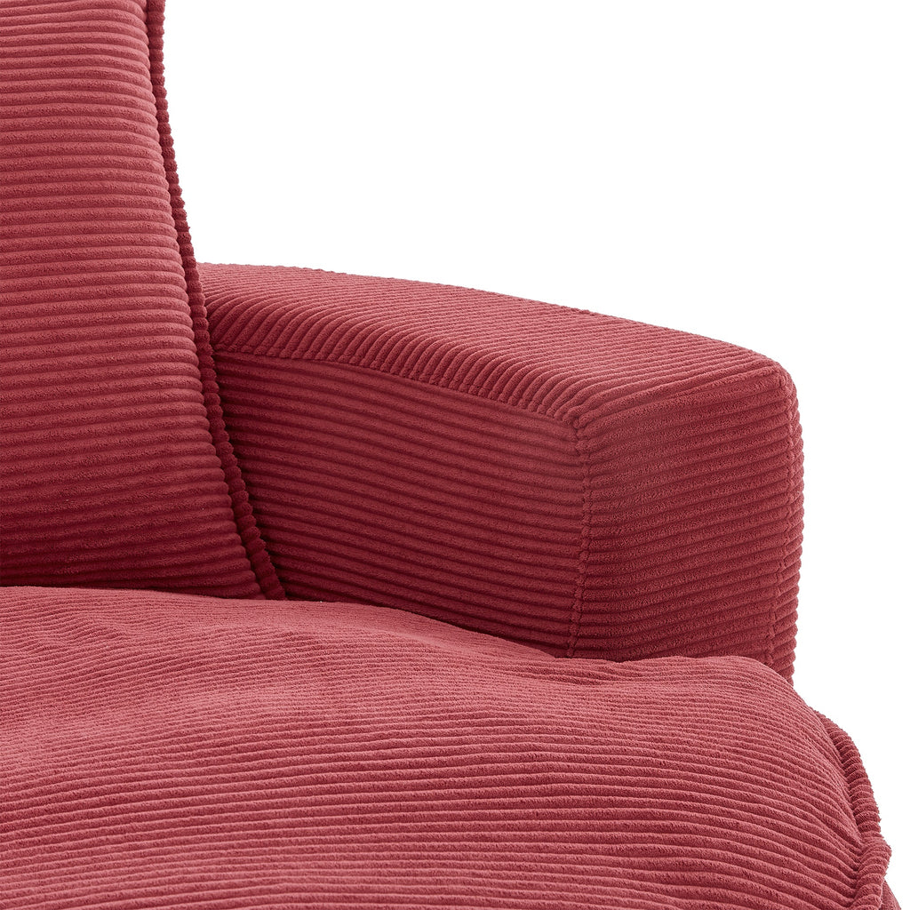 Corduroy Swivel Barrel Chair — 360° with Removable Pillows