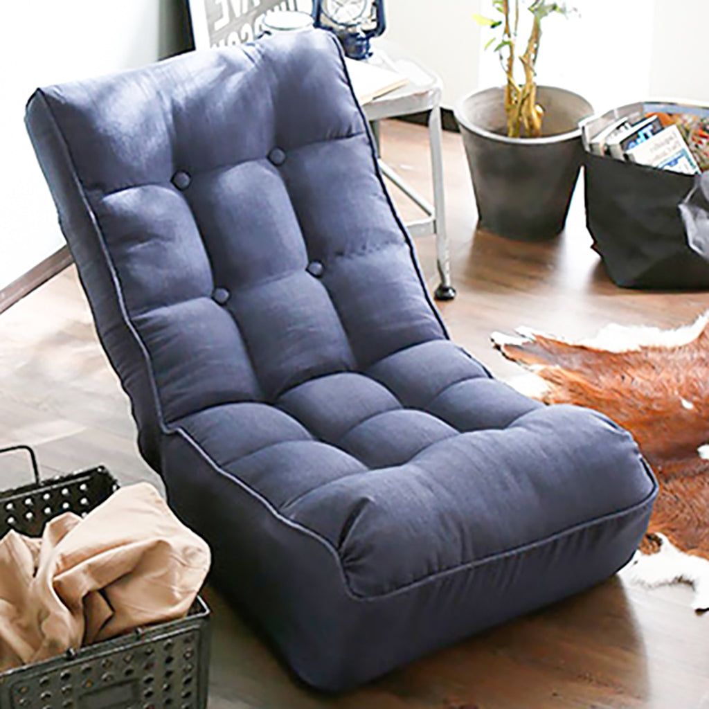 Navy Japanese-style floor chair leisure seating angle