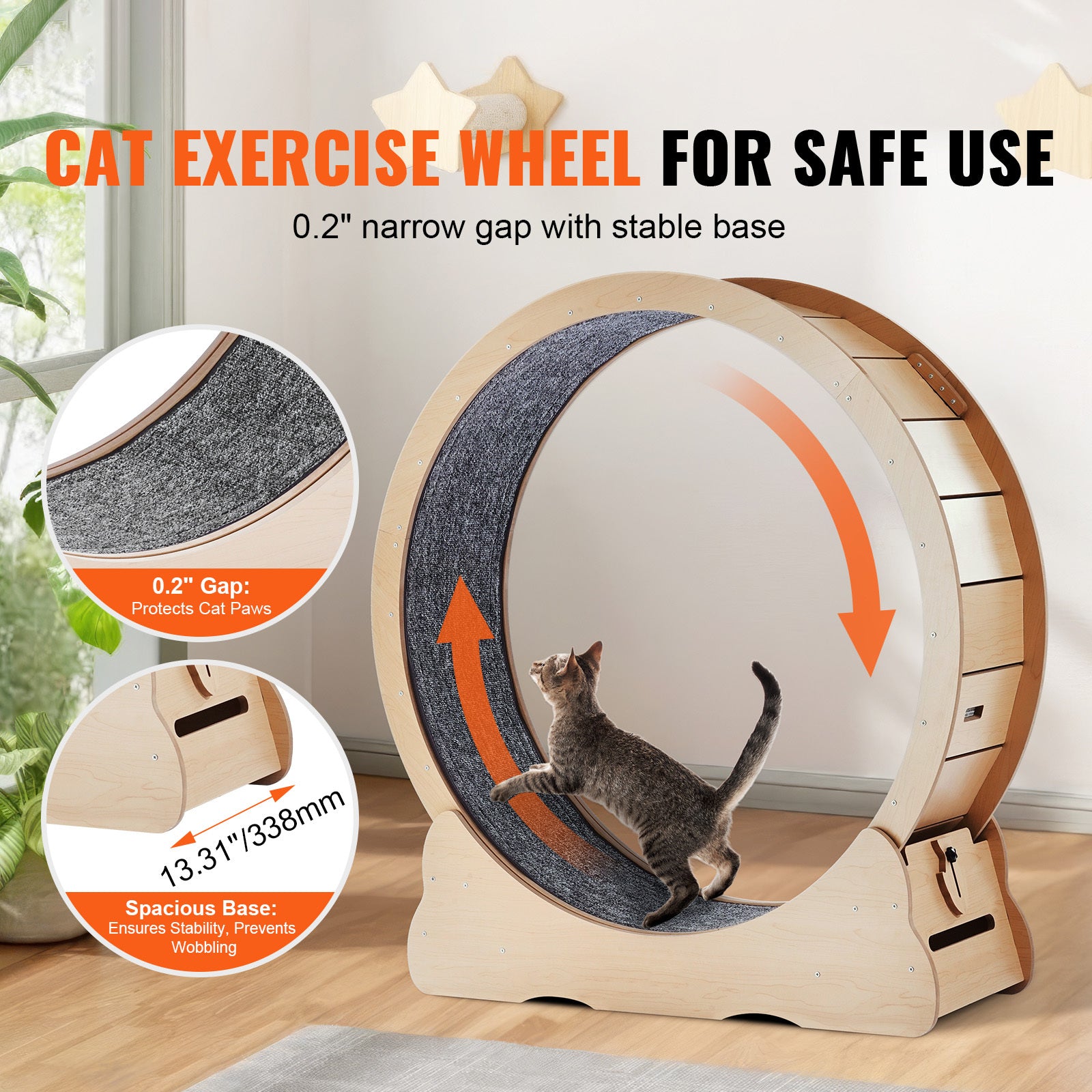 Ultra-narrow gap running track paw-safe design close-up