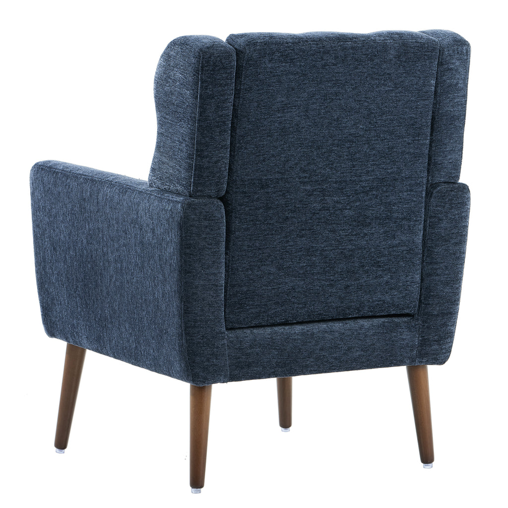 Dark blue lounge chair with pillow