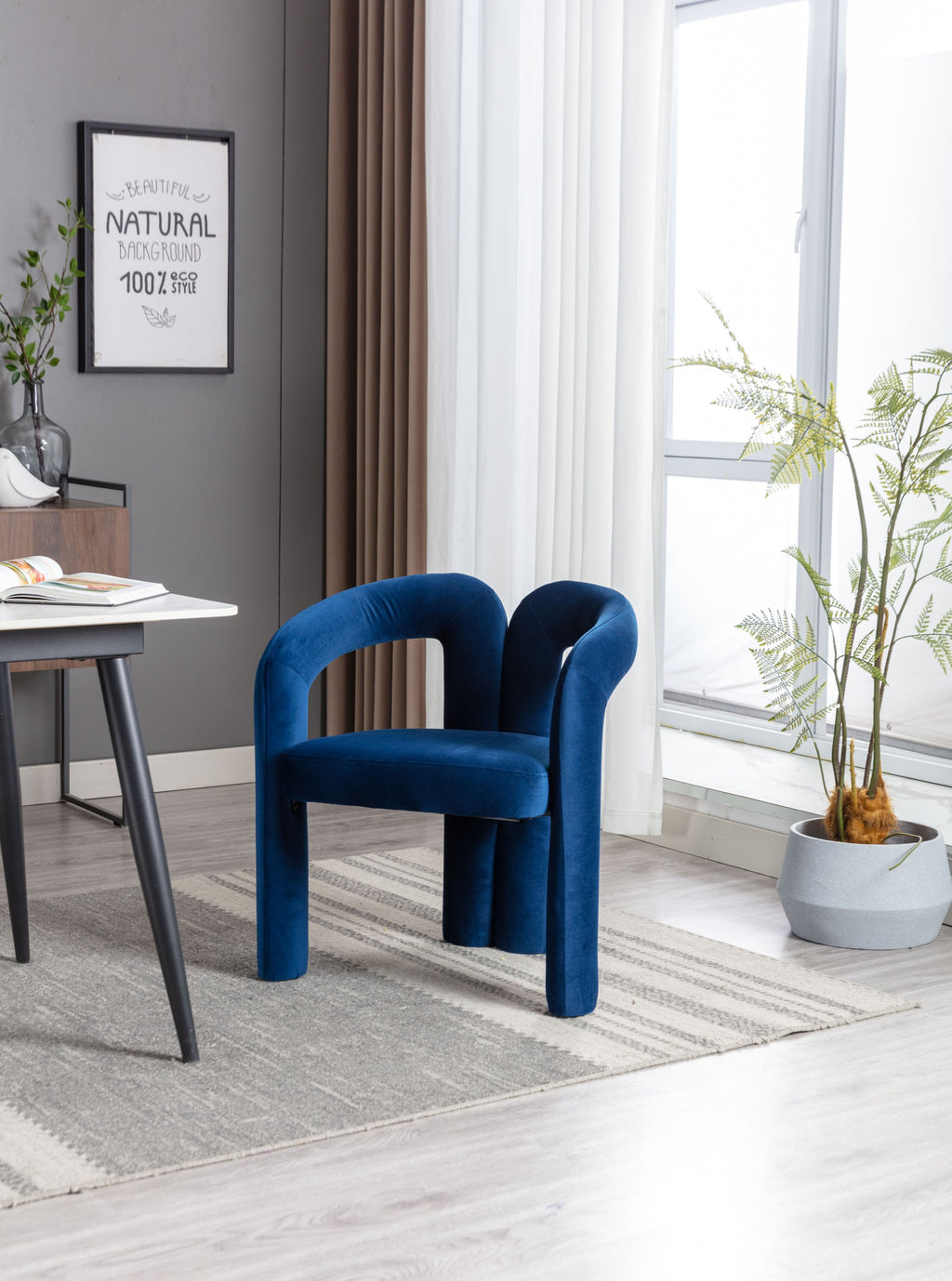 Velvet Barrel Accent Chair Set of 2 — Wood Legs